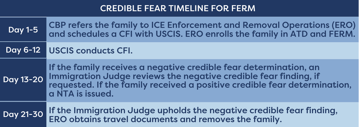 Credible fear timeline for FERM